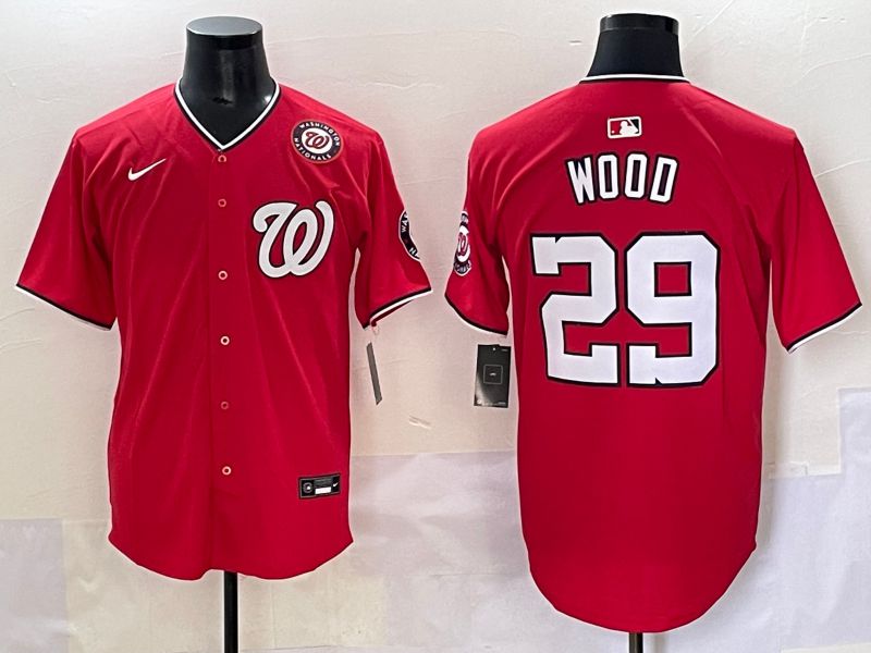 Men 2025 Washington Nationals 29 Wood Red Game Nike MLB Jersey style 5